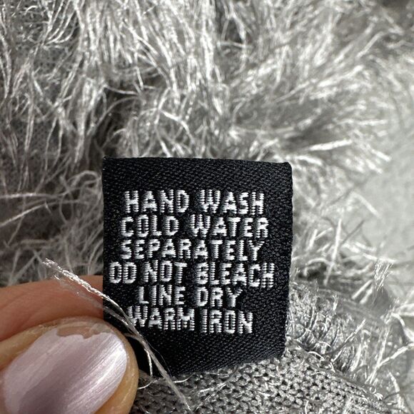 Kaktus Gray Fuzzy‎ Textured Cardigan Sweater Women’s Small Boho Button Front - Picture 9 of 16